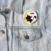 Halloween Black Cat und Bat auf Crescent Moon Button (Beispiel)