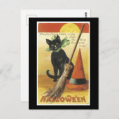Halloween Black Cat und Fullmoon Postkarte (Vorne/Hinten)