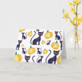 Halloween Black Cat und Orange Pumpkins Karte (Gelbe Blume)