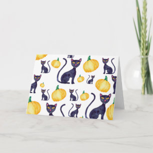 Halloween Black Cat und Orange Pumpkins Karte