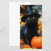 Halloween Black Cat und Pumpkin Card (Vorne/Hinten)
