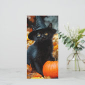 Halloween Black Cat und Pumpkin Card (Stehend Vorderseite)