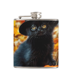 Halloween Black Cat und Pumpkin Flachmann