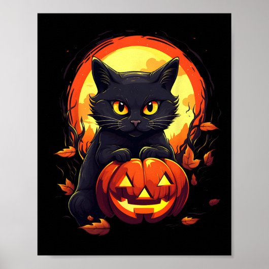 Halloween Black Cat und Pumpkin für Männer Frauen Poster (Vorne)