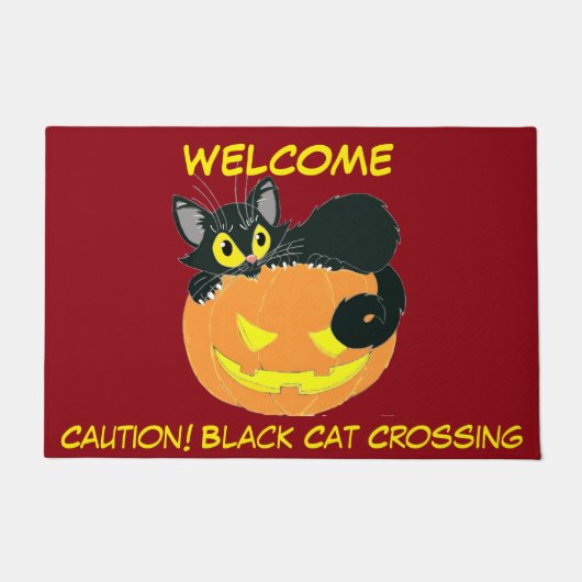 Halloween Black Cat und Pumpkin Fußmatte (Vorderseite)