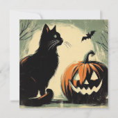 Halloween Black Cat und Pumpkin Karte (Vorderseite)