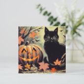 Halloween Black Cat und Pumpkin Karte (Stehend Vorderseite)