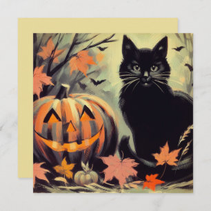 Halloween Black Cat und Pumpkin Karte
