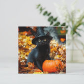 Halloween Black Cat und Pumpkin Karte (Stehend Vorderseite)