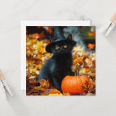 Halloween Black Cat und Pumpkin Karte (Vorderseite/Rückseite Beispiel)