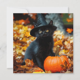 Halloween Black Cat und Pumpkin Karte