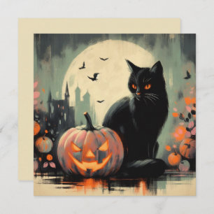 Halloween Black Cat und Pumpkin Karte