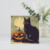 Halloween Black Cat und Pumpkin Karte (Stehend Vorderseite)