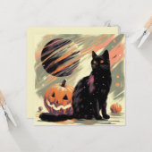 Halloween Black Cat und Pumpkin Karte (Vorderseite/Rückseite Beispiel)