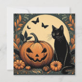 Halloween Black Cat und Pumpkin Karte (Vorderseite)
