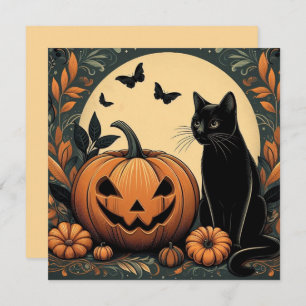 Halloween Black Cat und Pumpkin Karte