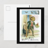 Halloween Black Cat und Pumpkin Man Postkarte (Vorne/Hinten)