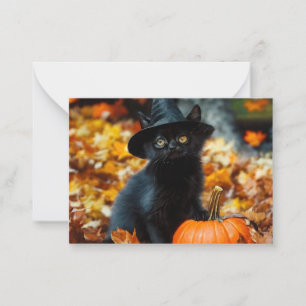 Halloween Black Cat und Pumpkin Mitteilungskarte