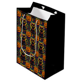 Halloween Black Cat und Pumpkin Mittlere Geschenktüte