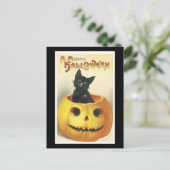 Halloween Black Cat und Pumpkin Postkarte (Stehend Vorderseite)