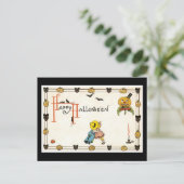 Halloween Black Cat und Pumpkin Postkarte (Stehend Vorderseite)