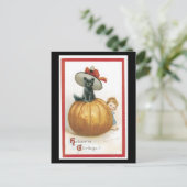 Halloween Black Cat und Pumpkin Postkarte (Stehend Vorderseite)