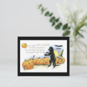 Halloween Black Cat und Pumpkin Postkarte (Stehend Vorderseite)