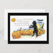 Halloween Black Cat und Pumpkin Postkarte (Vorne/Hinten)