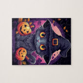 Halloween Black Cat und Pumpkin Puzzle (Horizontal)