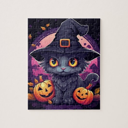 Halloween Black Cat und Pumpkin Puzzle (Vertikal)