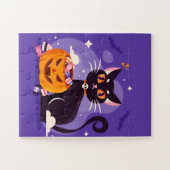 Halloween Black Cat und Pumpkin Puzzle (Horizontal)