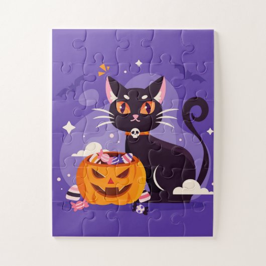 Halloween Black Cat und Pumpkin Puzzle (Vertikal)