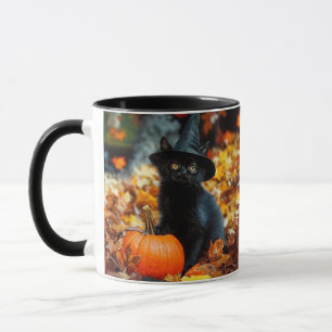 Halloween Black Cat und Pumpkin Tasse