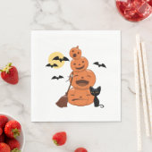 Halloween Black Cat und Pumpkins auf Weiß Serviette (Beispiel)