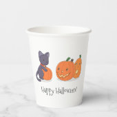 Halloween Black Cat und Pumpkins Pappbecher (Rückseite)