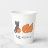 Halloween Black Cat und Pumpkins Pappbecher (Vorderseite)