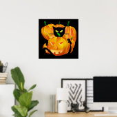 Halloween Black Cat und Pumpkins Poster (Heimbüro)