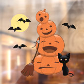 Halloween Black Cat und Pumpkins Stack Fensteraufkleber (Blatt 2)