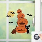 Halloween Black Cat und Pumpkins Stack Fensteraufkleber (Zuhause)