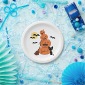 Halloween Black Cat und Pumpkins White Pappteller (Party)