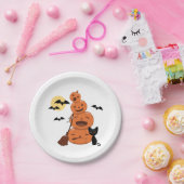 Halloween Black Cat und Pumpkins White Pappteller (Party)