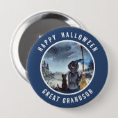 Halloween Black Cat und The Hexenkratzer Nacht Button (Vorne & Hinten)