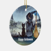 Halloween Black Cat und The Hexenkratzer Nacht Keramik Ornament (Rechts)