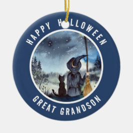 Halloween Black Cat und The Hexenkratzer Nacht Keramik Ornament