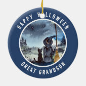 Halloween Black Cat und The Hexenkratzer Nacht Keramik Ornament (Hinten)