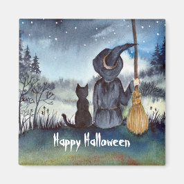 Halloween Black Cat und The Hexenkratzer Nacht Magnet
