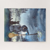 Halloween Black Cat und The Hexenkratzer Nacht Puzzle (Horizontal)