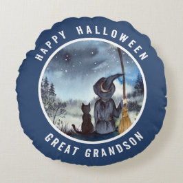 Halloween Black Cat und The Hexenkratzer Nacht Rundes Kissen