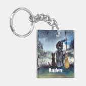 Halloween Black Cat und The Hexenkratzer Nacht Schlüsselanhänger (Vorderseite links)