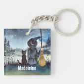 Halloween Black Cat und The Hexenkratzer Nacht Schlüsselanhänger (Rückseite)